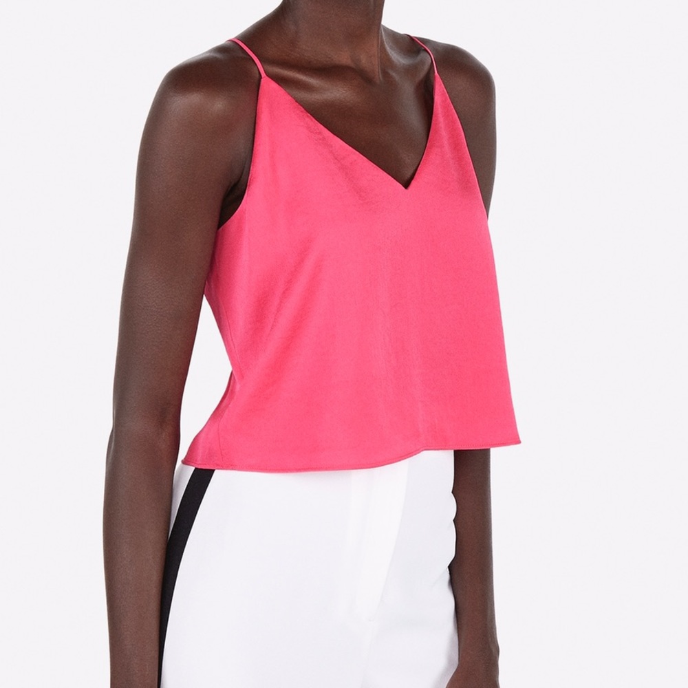 EUC Express Hot Pink Satin Cropped Cami Tank Top